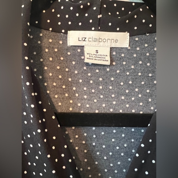 Liz Claiborne Wrap Front V Neck Polka Dot Blouse - Picture 3 of 6